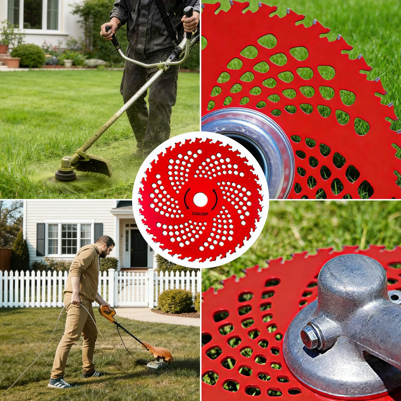 Lama per decespugliatore da 22,9 cm, con punta in carburo a 36 denti, per Stihl, Husqvarna, Sears, Echo, Poluan, Redmax, Shindaiwa, mangia-erbacce e decespugliatore, rosso, 1 confezione