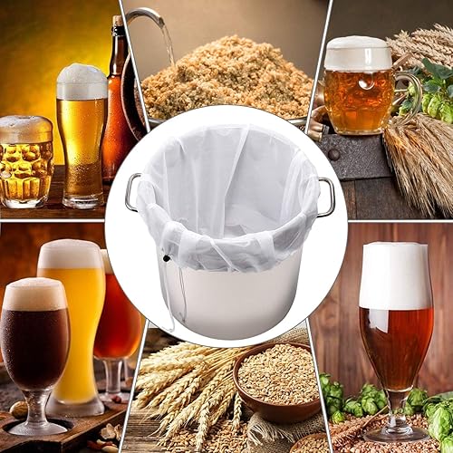 Miniatura 2 de Paquete de 5 bolsas de cerveza reutilizables, extra grandes de 26 x 22 pulgadas, bolsa coladora de malla fina para elaboración del hogar, cereales