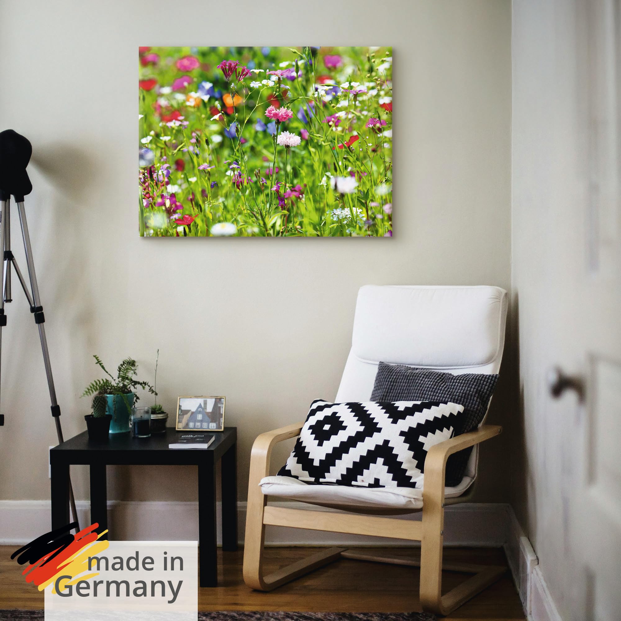 ARTLAND Wanddeko Leinwand Bilder Wandbild 60x45 cm Blumen Blüten Blumenwiese Botanik Sommer Modern Kunst Q6WQ