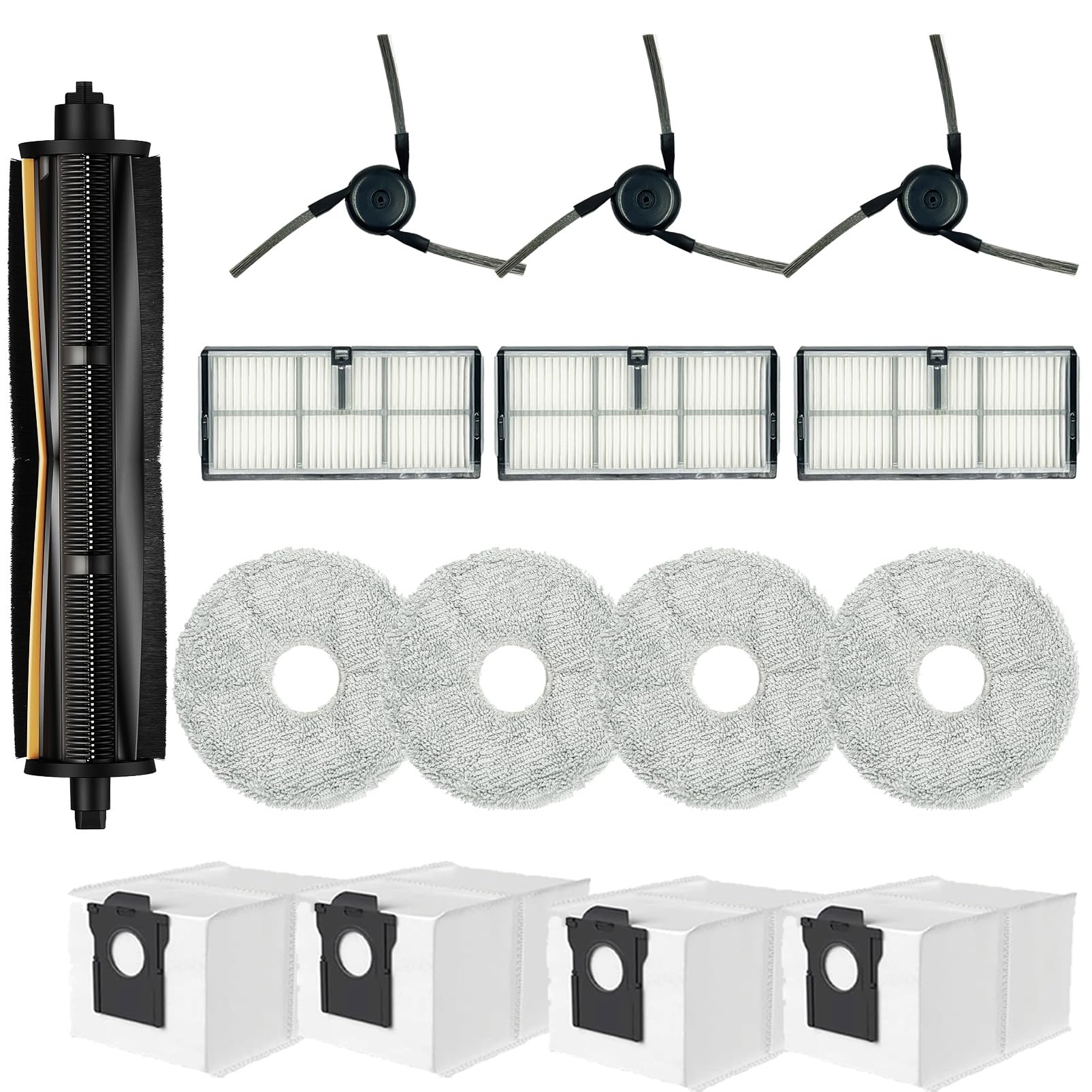 Ersatzteile für Dreame X40 Ultra Complete L40 Ultra (Gen 2) X40 Master MOVA P10 Pro Ultra Wischpads X4 Staubbeutel X4 Filter HEPA X3 Tri-Cut Hauptbürste X1 Seitenbürsten X3 Zubehör