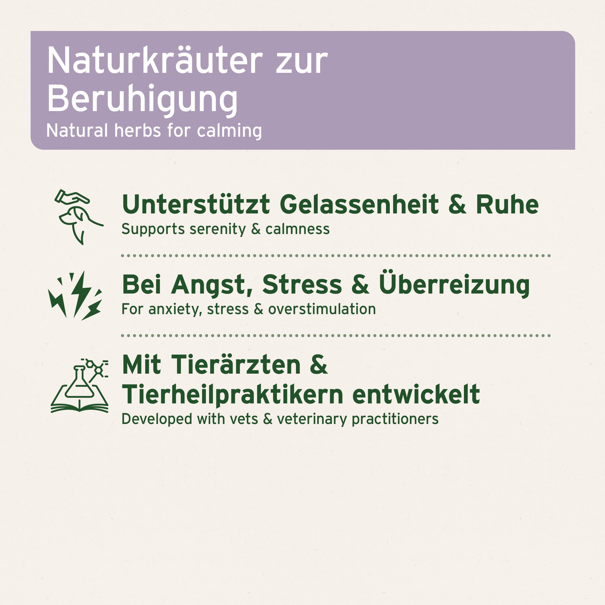 AniForte natürliche Beruhigung für Hunde Calm & Relax 100g - Natürliches Beruhigungsmittel zur Entspannung & Ruhe, Heilpflanzen bei Angst, Stress, Unruhe, Überreizung, Nervosität, Silvester & Reisen