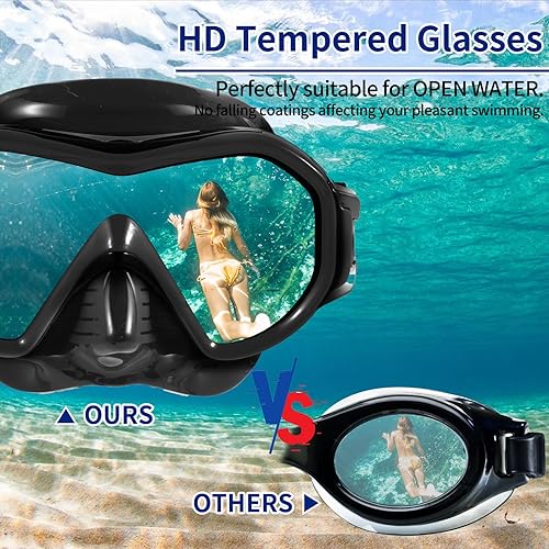 Miniatura 3 de Máscara de buceo para adultos con gorro de natación, gafas de natación de vidrio templado antivaho con cubierta para la nariz, máscara de buceo