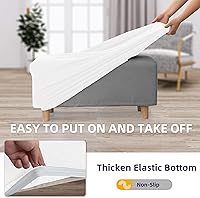 Vista 5 de Vicwow Fundas otomanas rectangulares, funda elástica para otomana, fundas de asiento rectangulares para taburetes de pies, funda otomana