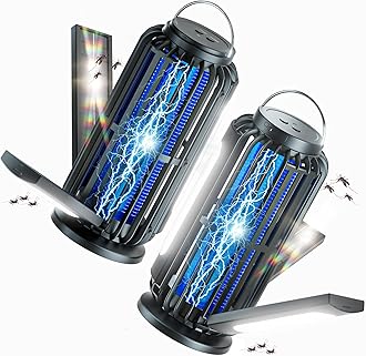 TYPEC Bug Zapper 2 Pack, Solar Bug Zapper with 3 Solar Charging Panels, IP65 Waterproof Mosquito Zapper, 4200V Mosquito Zapper with LED Light, Outdoor Indoor AUTO ON/Off