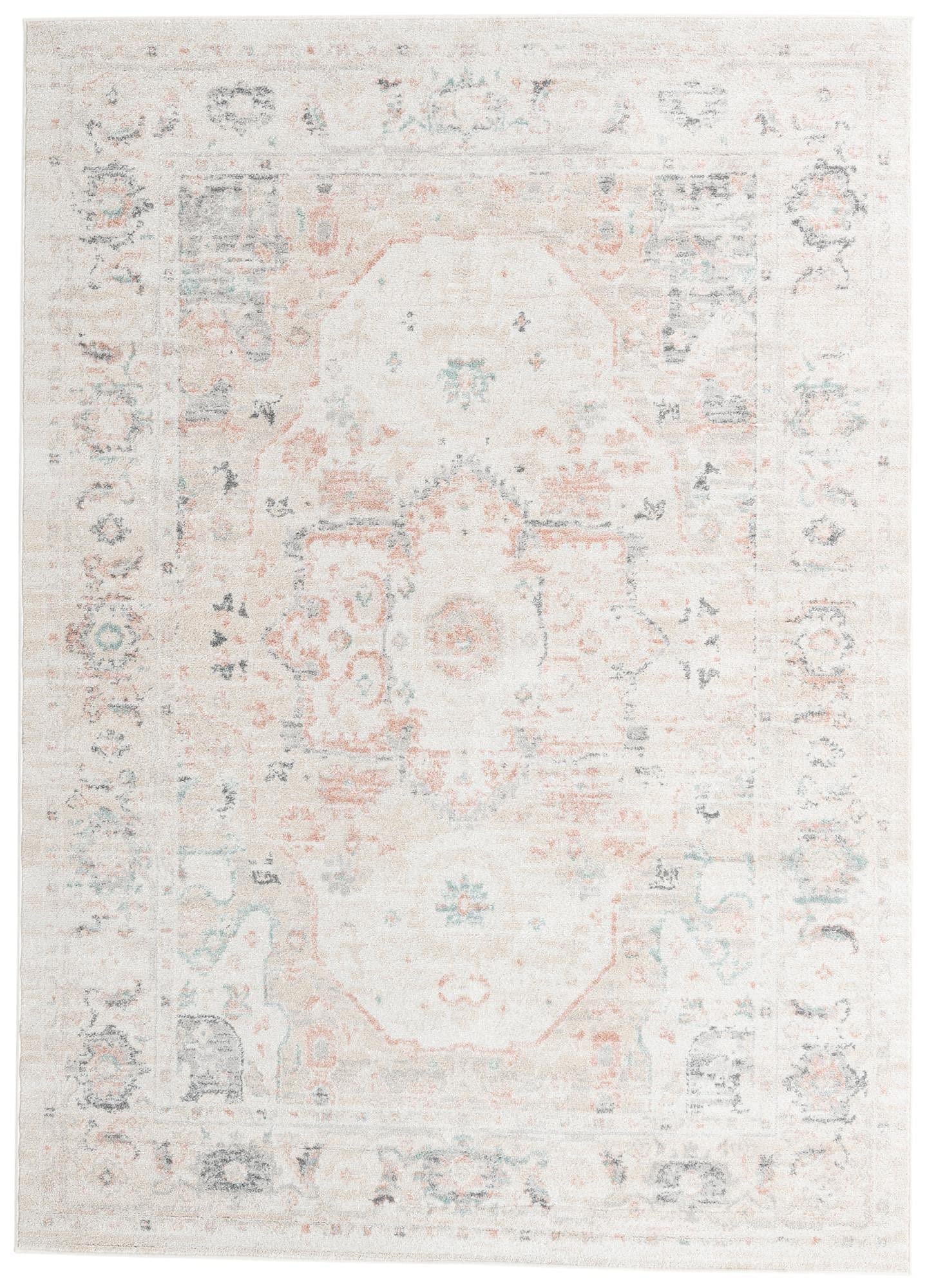Rugs.com Madeline Vintage Collection Rug – 7' x 10' Ivory Medium-Pile Rug Perfect for Bedrooms, Dining Rooms, Living Rooms