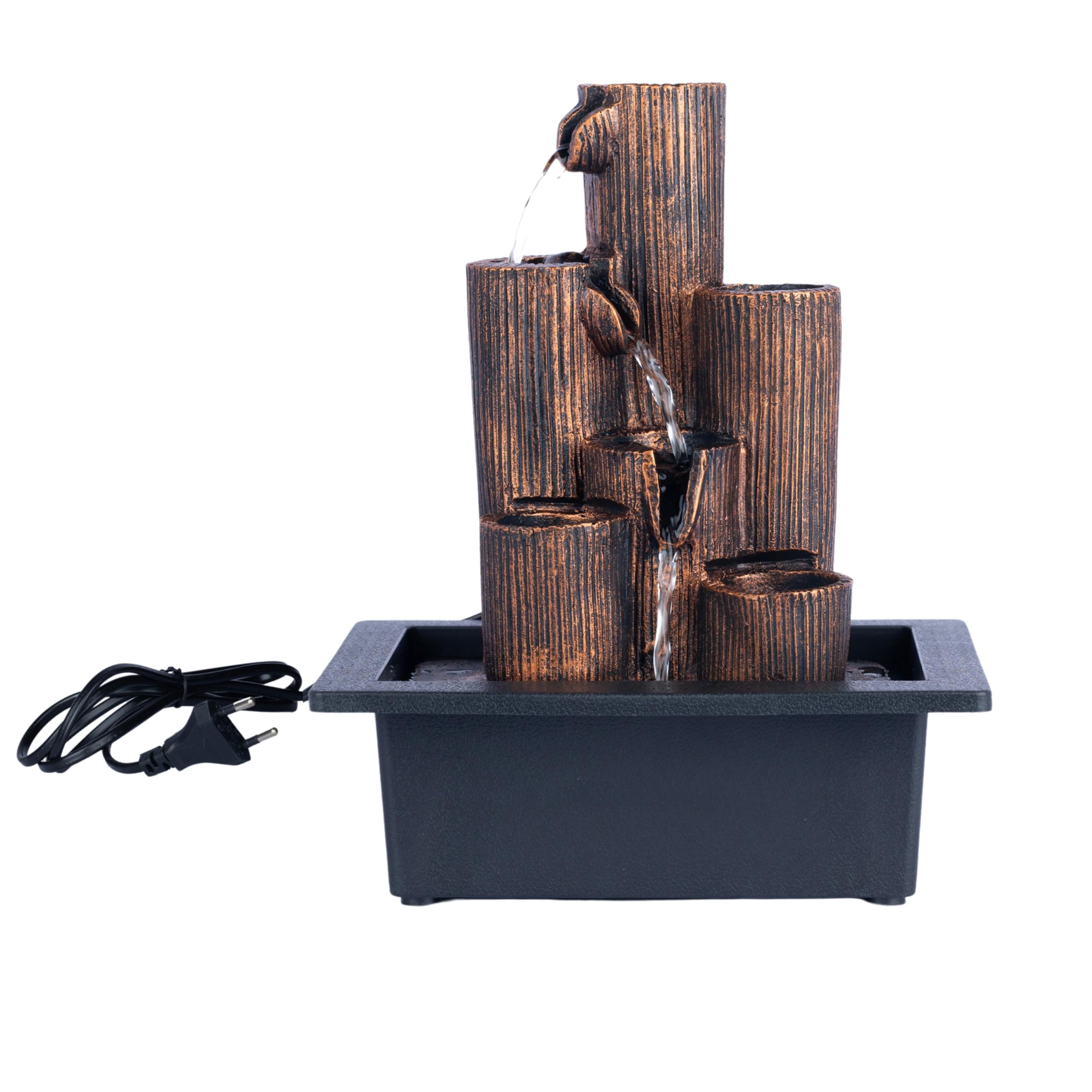 AASTIK Indoor Fountain with LED Light Tabletop Water Fountain Deadwood Falls Waterfall 3 Candle Holder Design Fountain Indoor for Office Home Decor-image-0