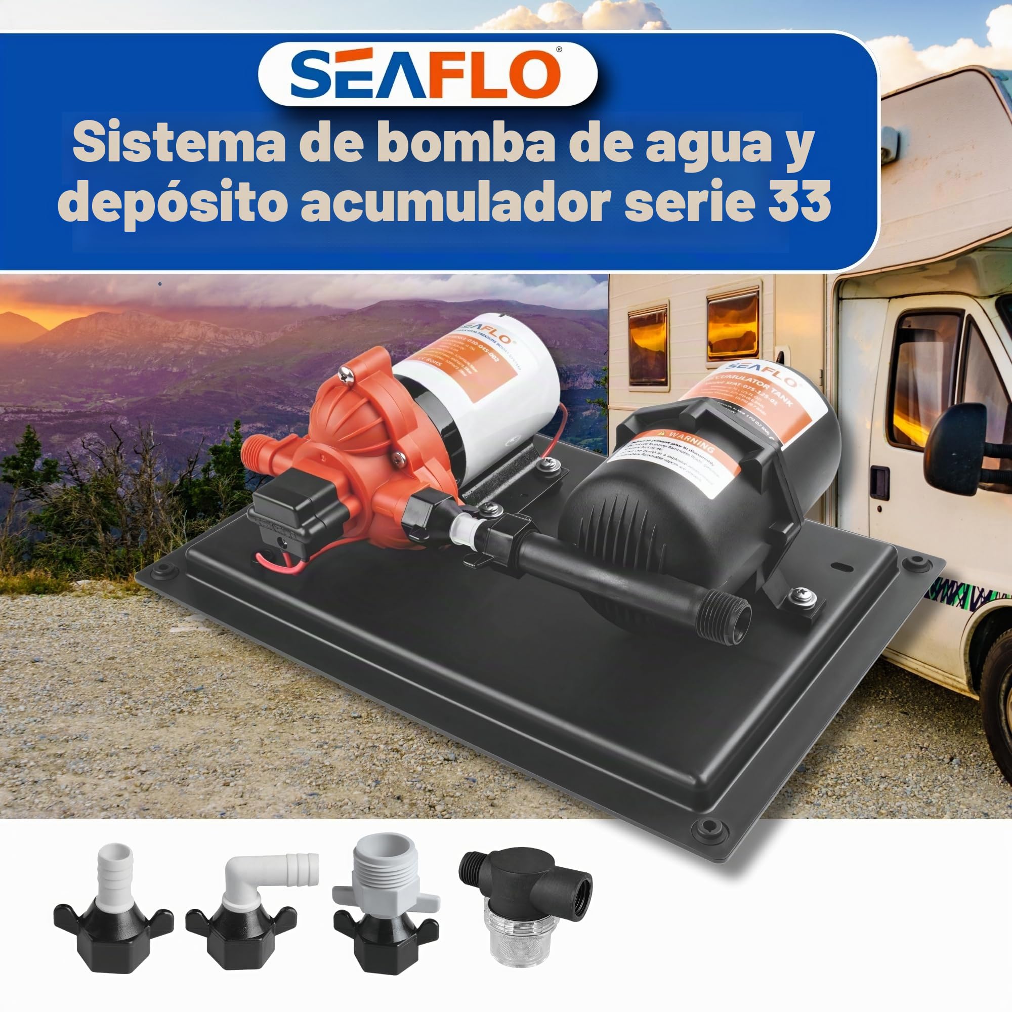 SEAFLO 33-Series Water Pump and Accumulator Tank System - 12V DC, 3.0GPM, 45PSI, 0.2 Gallon Tank
