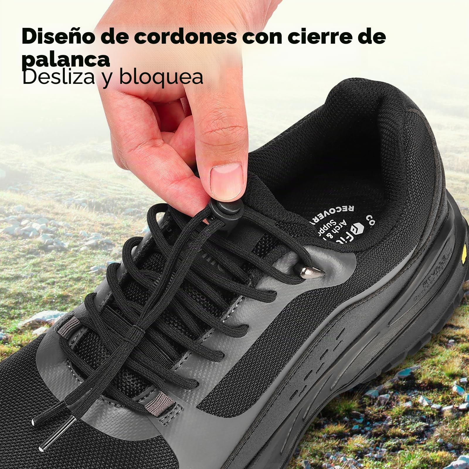 FitVille Zapatillas de Senderismo Extra Anchos para Hombre Zapatos de Trekking Antideslizantes Zapatillas Deportivas Transpirable para Exteriores Montaña Caminar