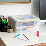 IRIS USA 6-Pack A4 File Box Paper Cases |Made in USA| Fits 1.14 L Letter Paper, Portable & Stackable - Clear