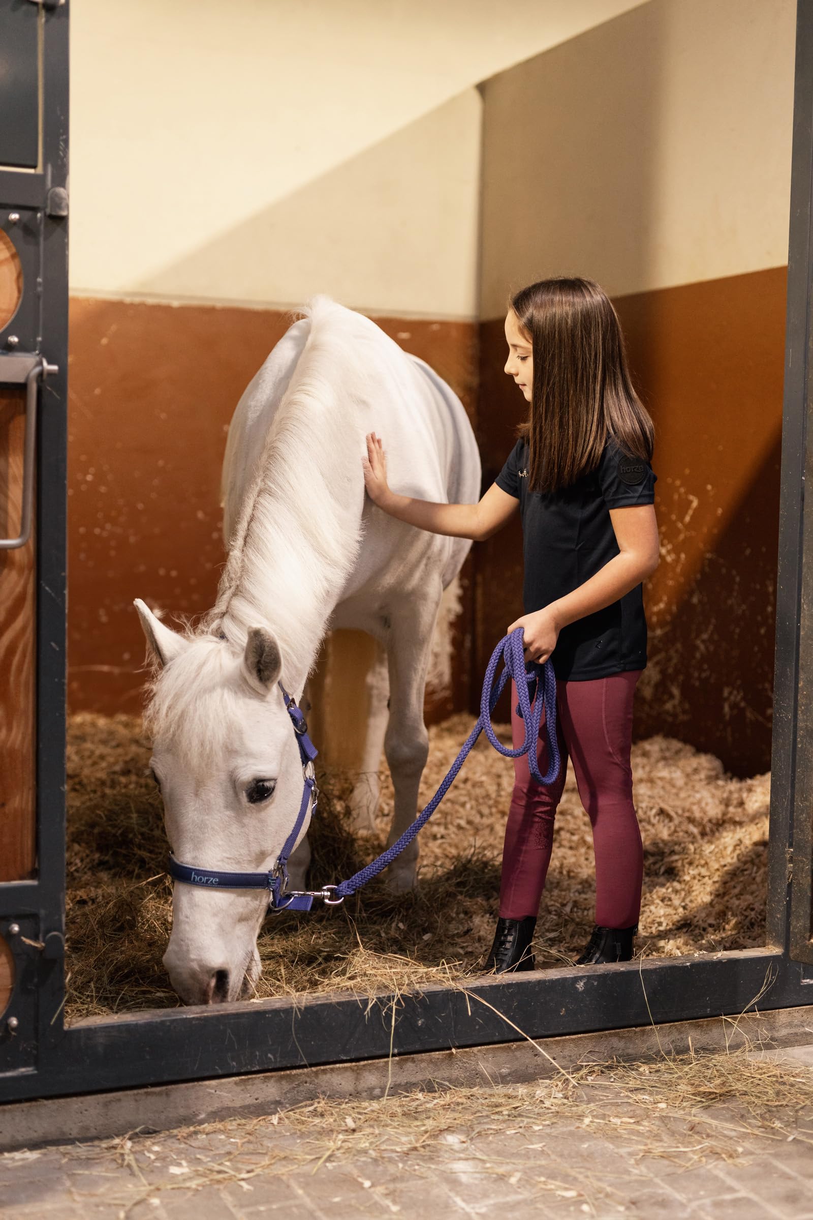 HORZE Legging d'équitation DEA, pour Enfant, Pantalon d'équitation pour Fille, Passants de Ceinture, empiècement Complet, Poche pour téléphone Portable