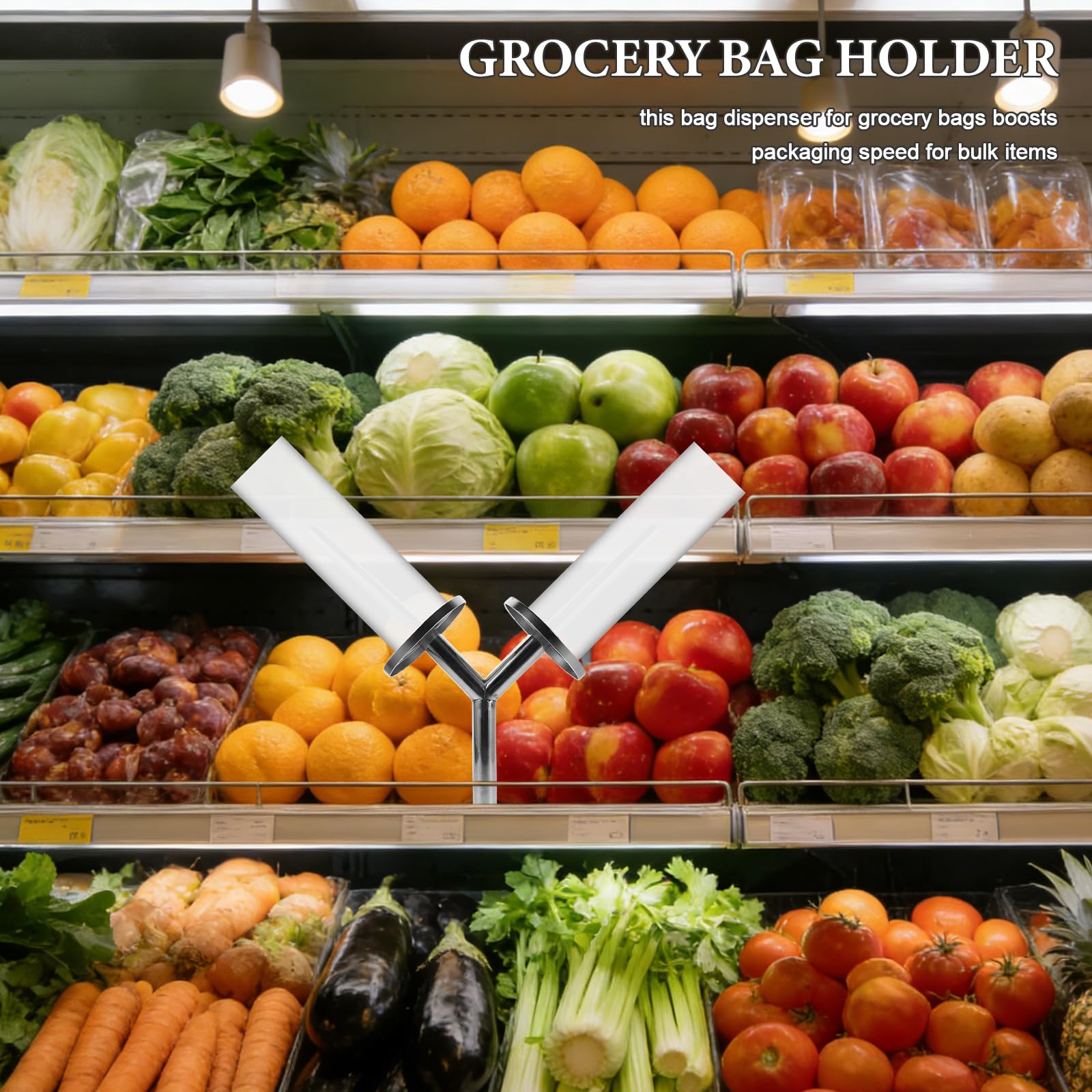 Soporte para Bolsas de Supermercado de Acero Inoxidable, Dispensador Montado en Pared, Compatible Rollos de Bolsas Plásticas para Uso Doméstico E Industrial, Optimiza Espacio