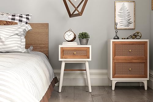 Miniatura 60 de COZAYH Mesita de noche moderna y totalmente montada, con forro limpio, mesa auxiliar con 1 cajón, color negro Negro -,Blanco