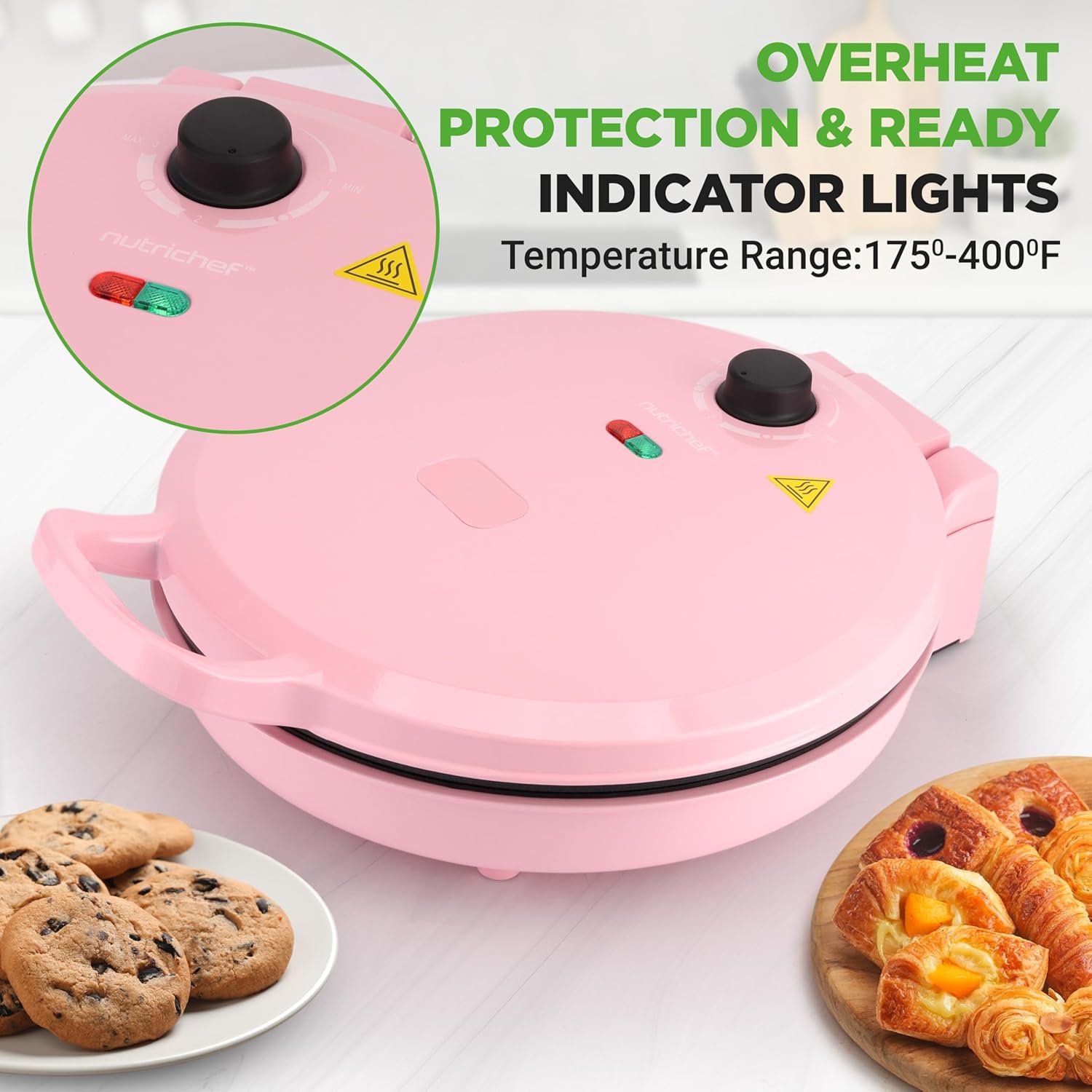 NutriChef Pizza Maker with temperature knob and indicator lights