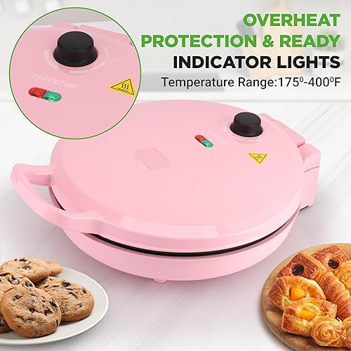 Miniatura 3 de NutriChef Máquina para hacer pizza de encimera | Cocinador de pizza eléctrico antiadherente de 1500W | Hace pizzas personales de 12", huevos,