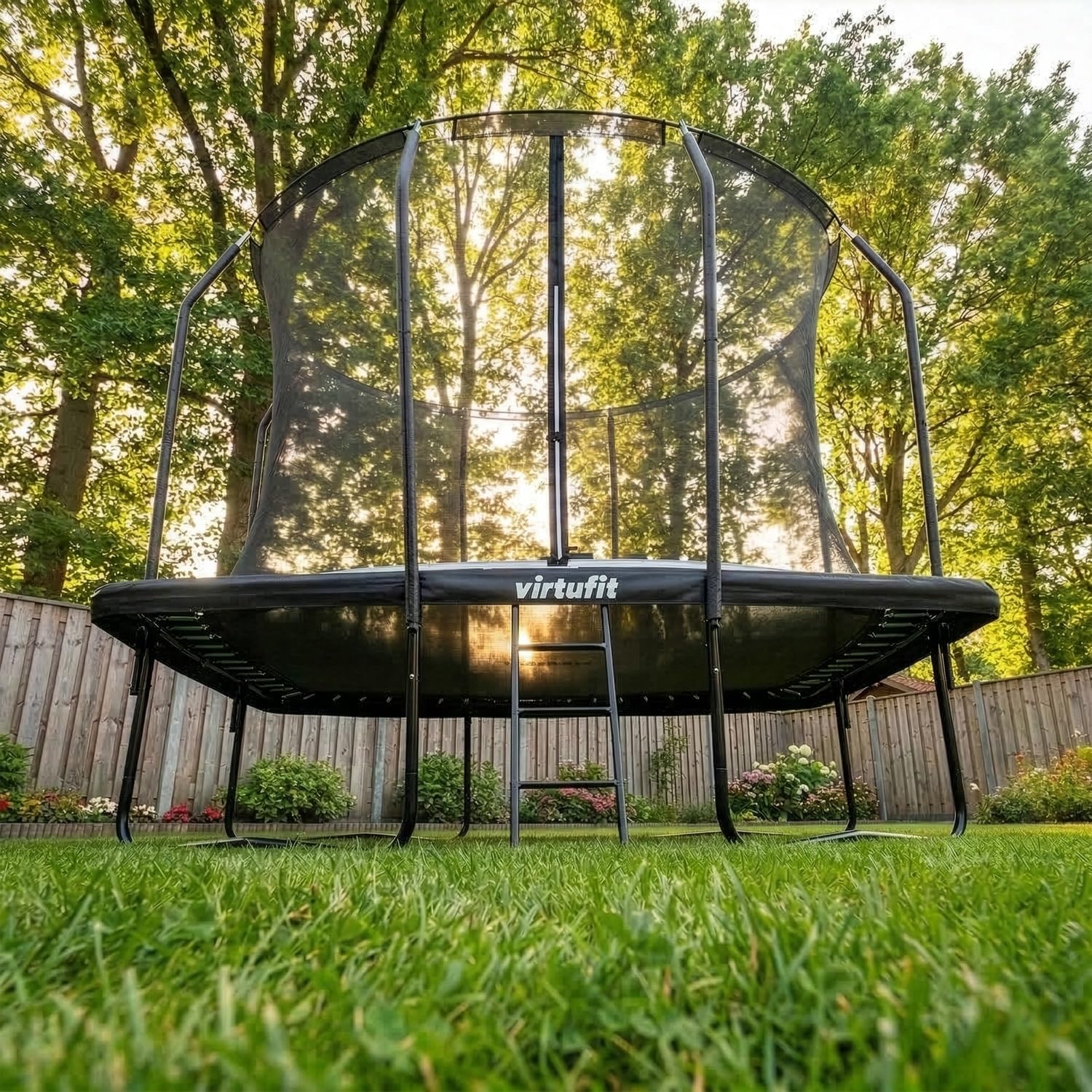 VirtuFit - Trampolín rectangular Premium con red de seguridad, 183 x 274 cm, color negro
