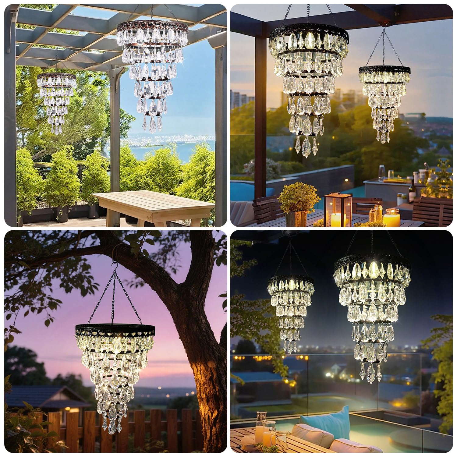 Best Crystal Chandelier Picks for 2026 1 HUYIENO Solar Hanging Crystal Chandelier Outdoor Waterproof Garden Light - product photo