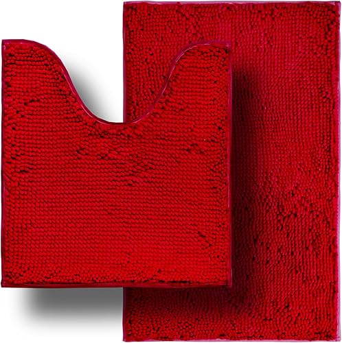 Miniatura 39 de Juegos de Alfombras de Baño de 2 Piezas, Tapete de Baño de Chenilla Ultra Suave y Absorbente, Alfombras de Baño Antideslizantes Lavables (20x32