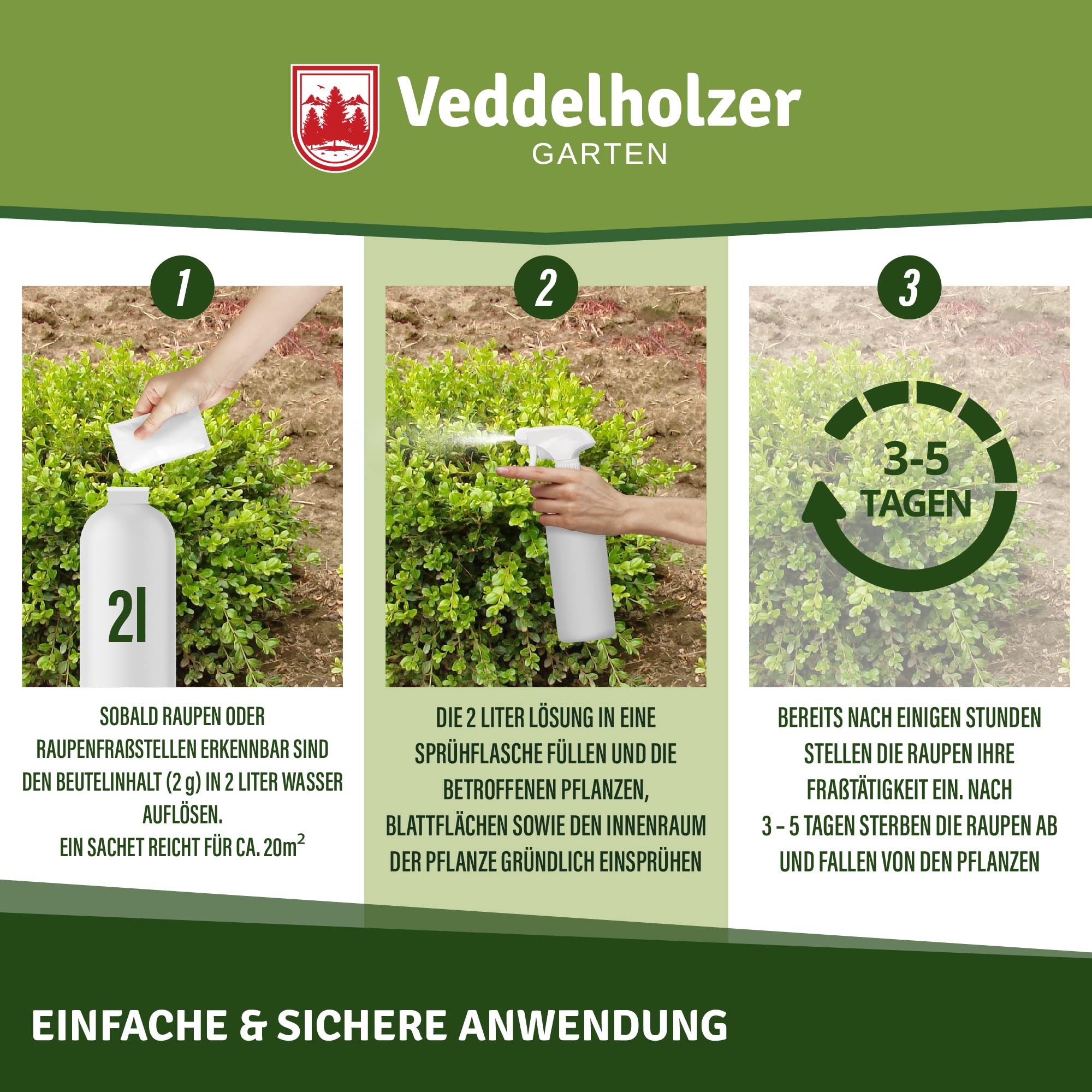 Veddelholzer Xentari® 16 x 2g Raupen & Zünslerfrei gegen Buchsbaumzünsler, Raupen & Schadraupen. Xentari Raupenfrei Buchsbaumzünsler Spritmittel für Bio Landbau geeignet Nicht Bienengefährlich.