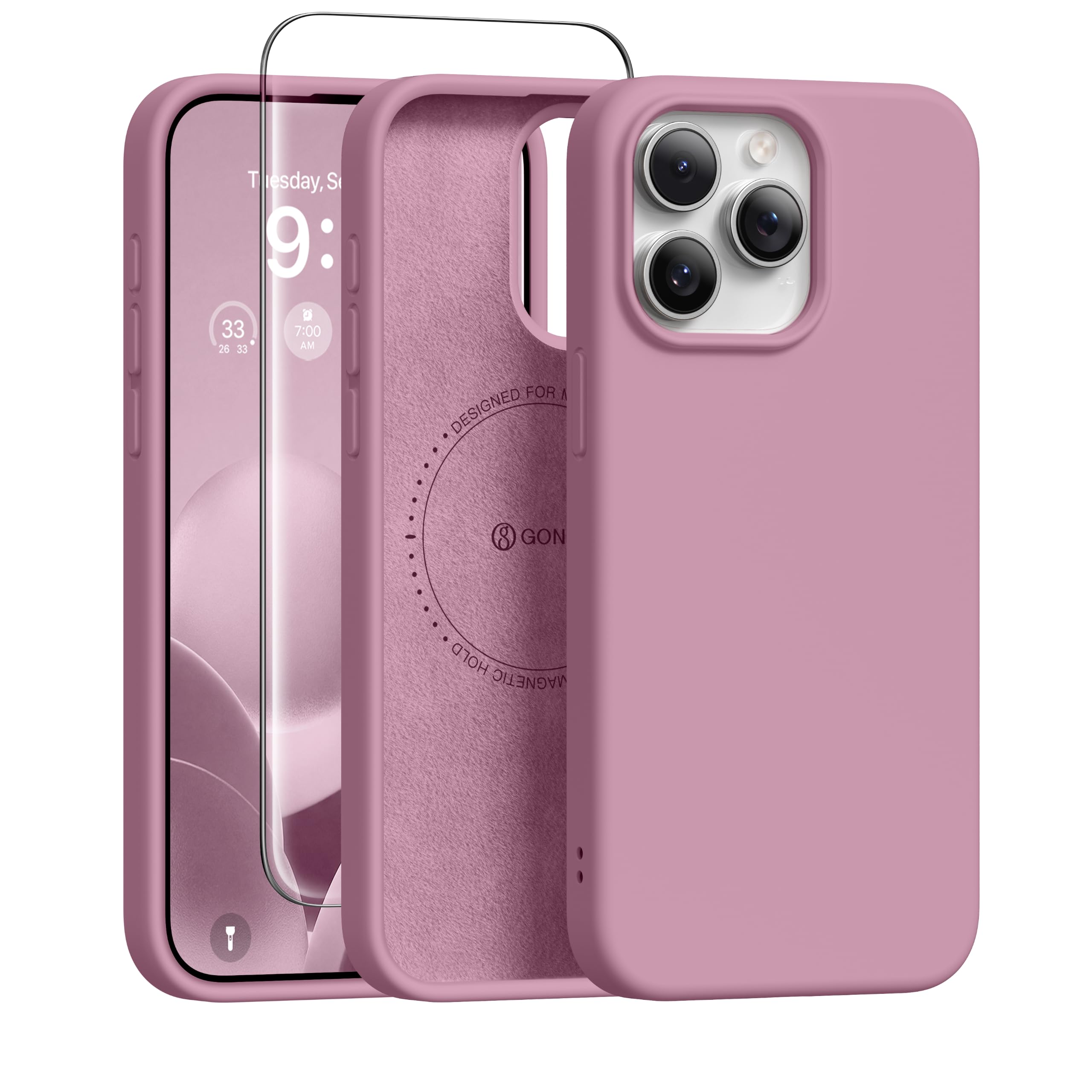 GONEZ Magnetic for iPhone 15 Pro Case, Silicone Cover Blackcurrant