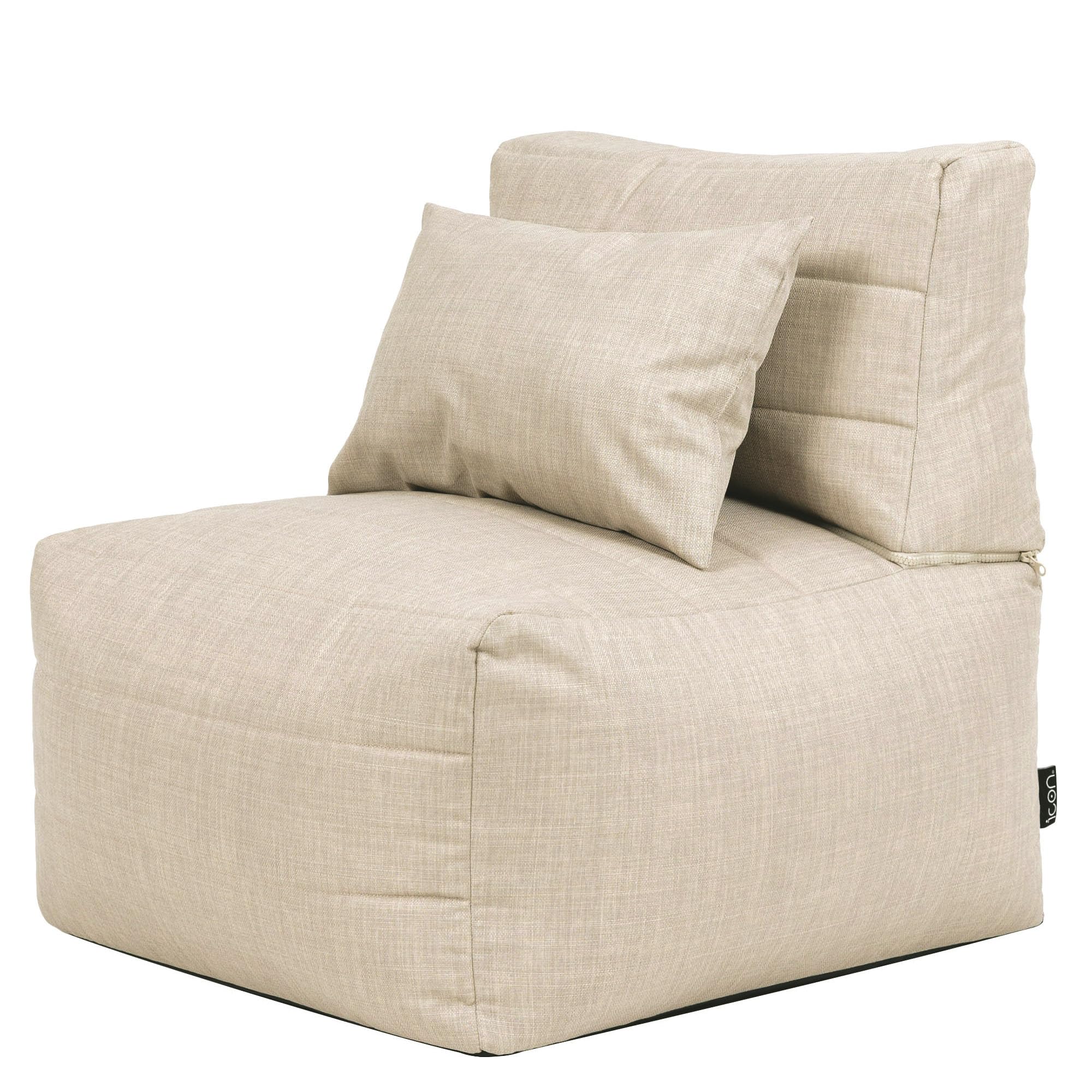 icon Noa Bean Bag, Natural, Large Adult Corner Seat, Modular Boneless Sofa with Filling Included, Indoor Outdoor Set, Living Room, Garden, Garden Furniture