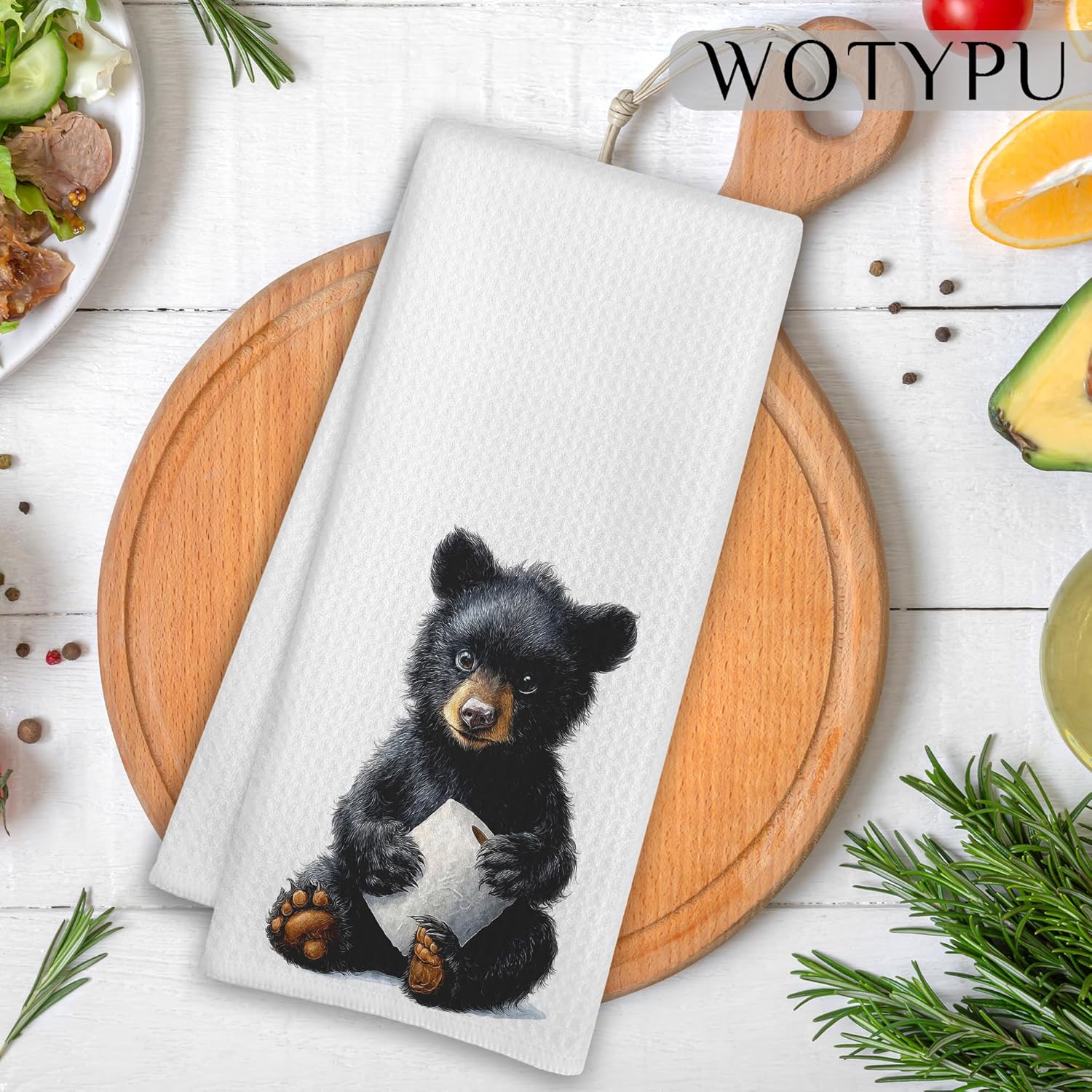 Toilet Black Bear Gift Hand Towels for Bathroom, Kids Bathroom Decor, Bear Lover Gifts Decorative Hand Towels for Kids Guest Bath Room Washroom Power Room Vanity Half Bath, 16x24 Inch - Image 2