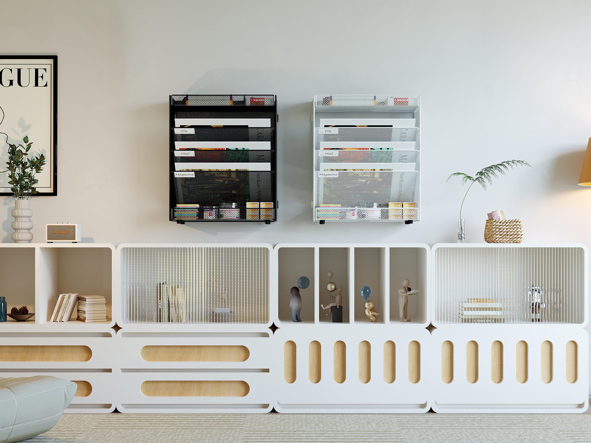 EasyPAG Porte Document Mural A4 Organisateur de Bureau Rangement Métal Blanc