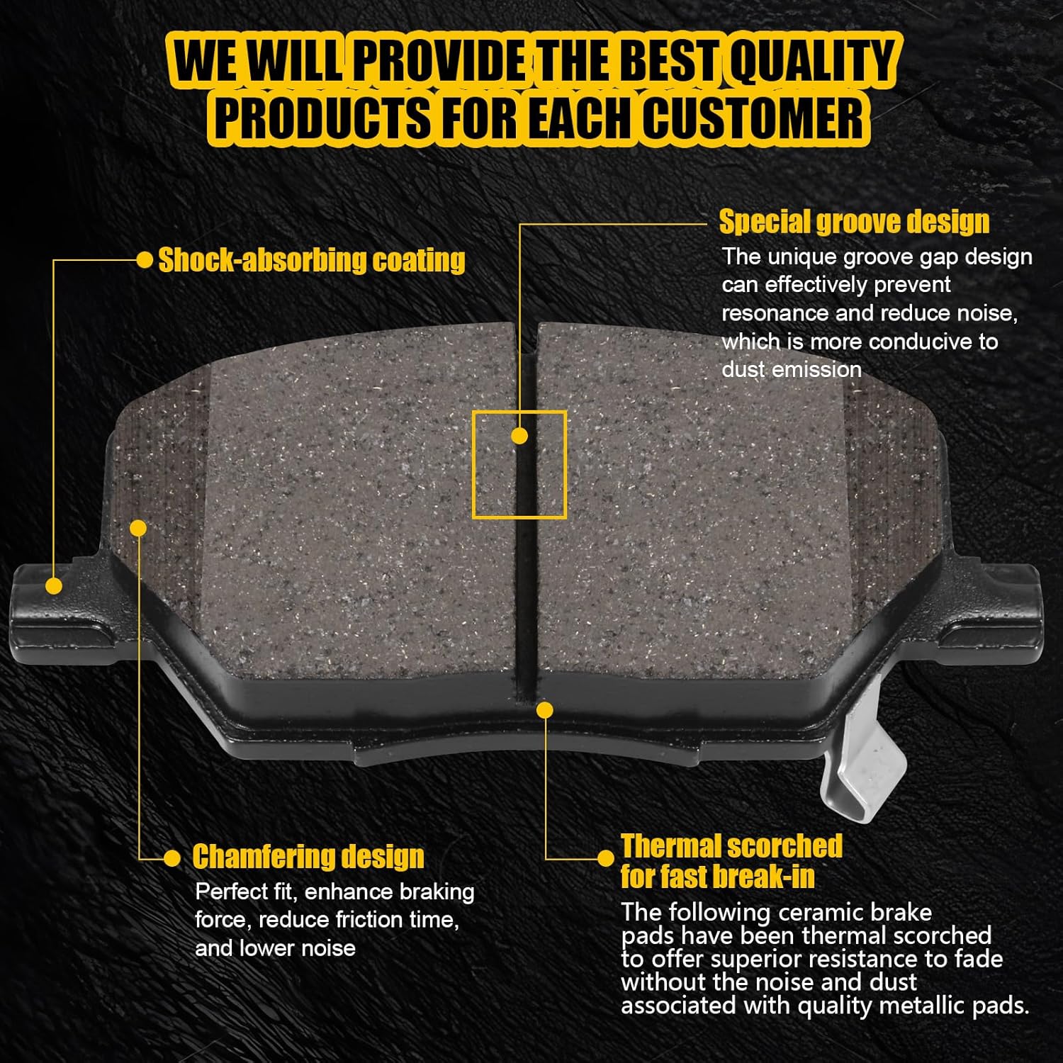 Front Ceramic Brake Pads for Jeep 2017-2022 Compass, 2015-2022 Renegade, for Fiat 2016-2021 500X