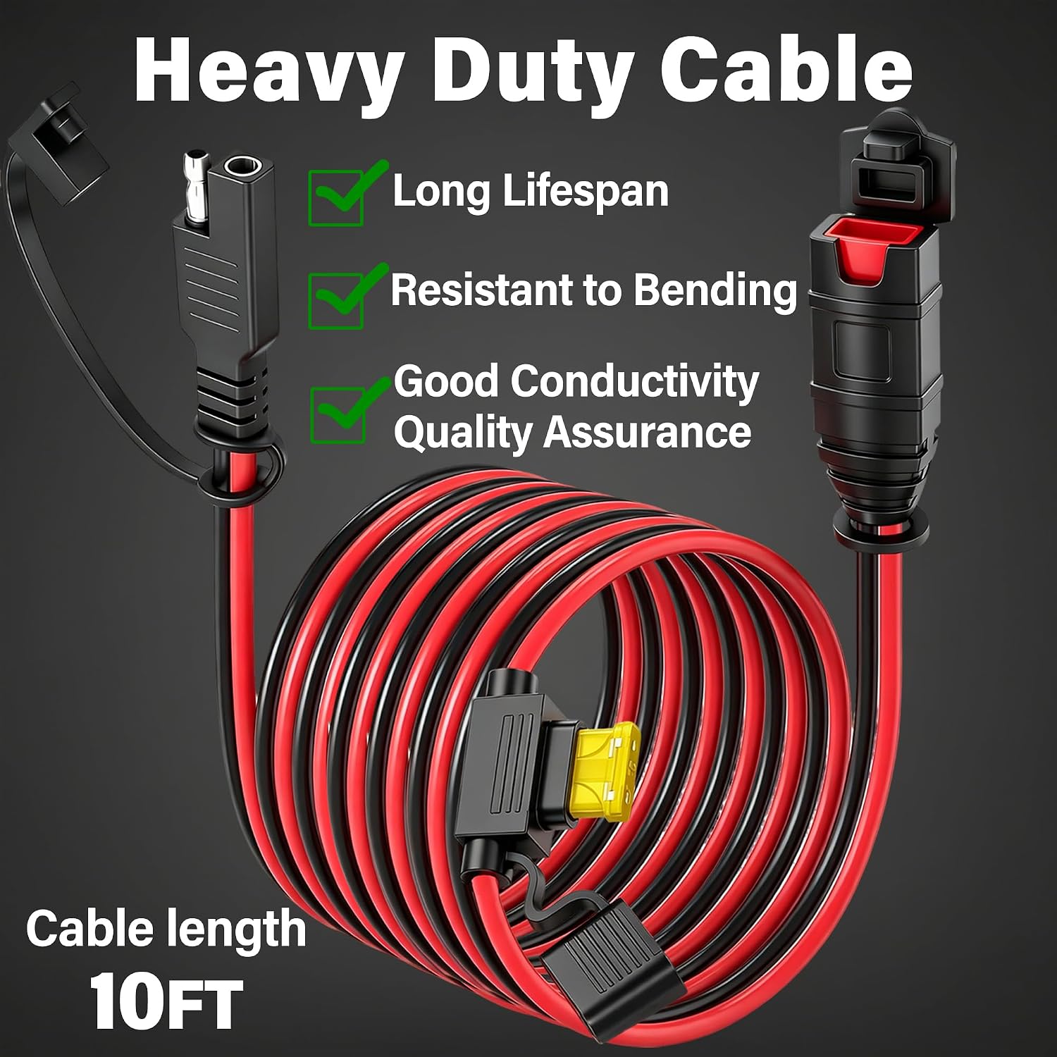 10Ft SAE Extension Cord,with NOCO Genius Intelligent Battery Charger image 2