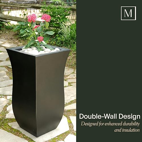 Miniatura 4 de Mayne Valencia - Maceta de 30 pulgadas de alto, color espresso, 16 pulgadas de largo x 16 pulgadas de ancho x 30 pulgadas de alto, de polietileno,