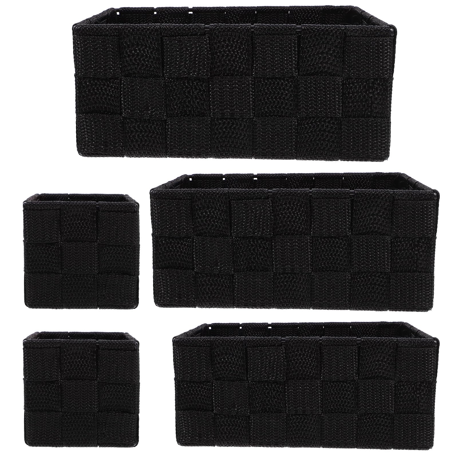 Panier tressé rectangulaire noir Artibetter pour rangement de petite salle de bain