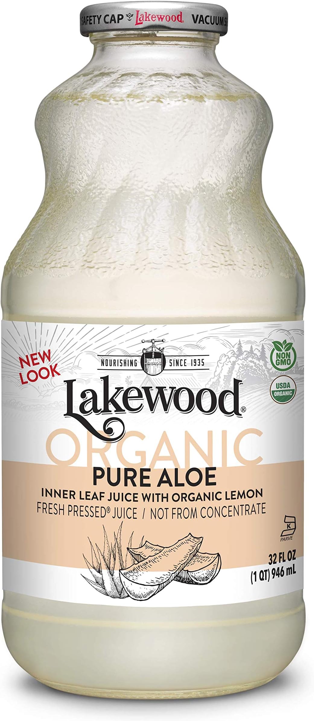 Organic Pure Aloe Inner Leaf, Fresh Pressed, 32 Fl Oz, Pack of 6