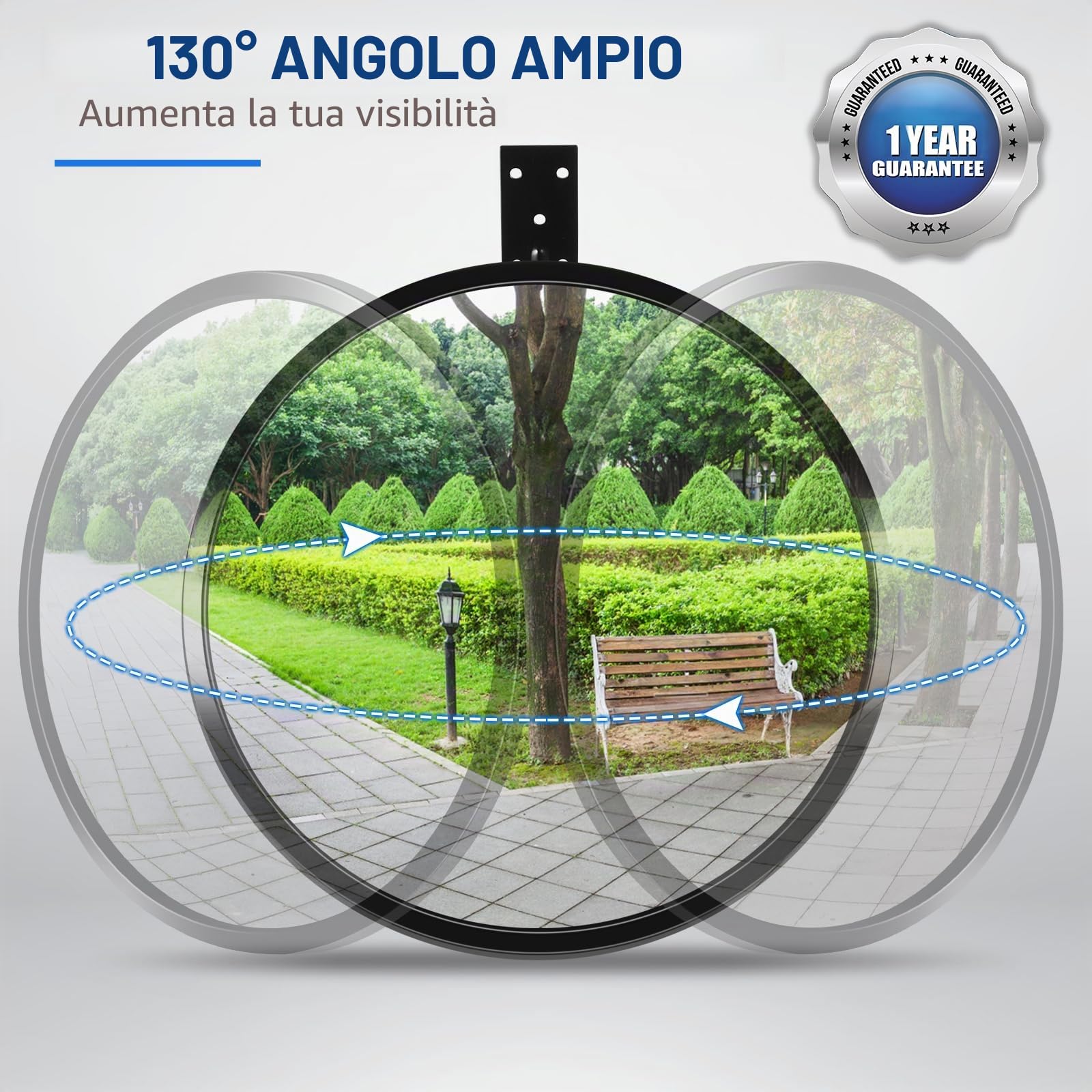 moveland 2 specchi per garage – Specchietto convesso regolabile 30 cm – Specchietto grandangolare – Specchietto parabolico acrilico – per garage, traffico, vialetti, ufficio, cortile, magazzino