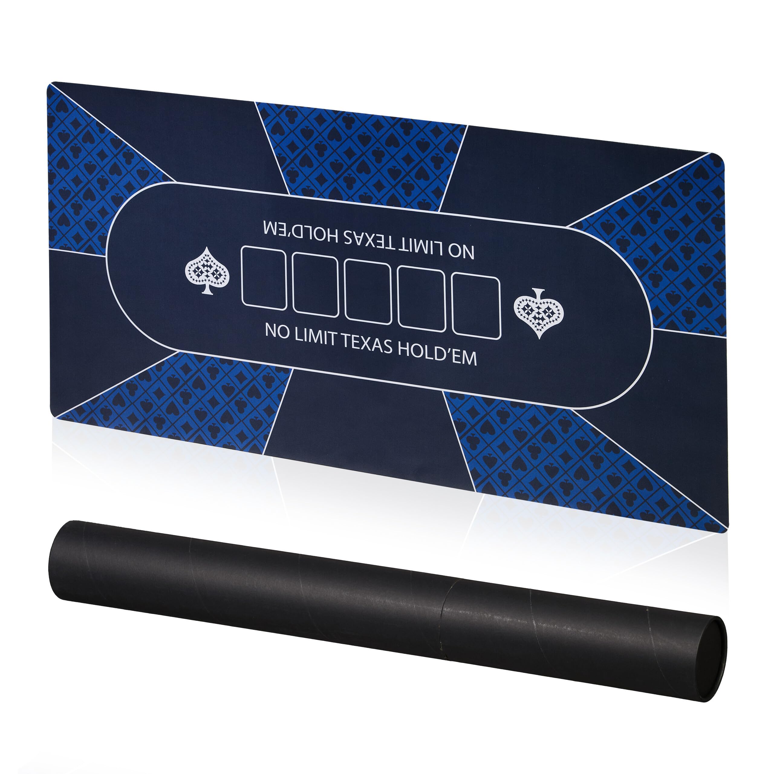 Tapis de poker Texas Hold'em bleu 120 x 60 cm pour 10 joueurs