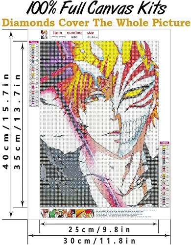Miniatura 2 de honrtreb Kit de pintura de diamante 5D para adultos, kit de pintura de diamantes de anime para adultos, kit de arte de diamante redondo de taladro