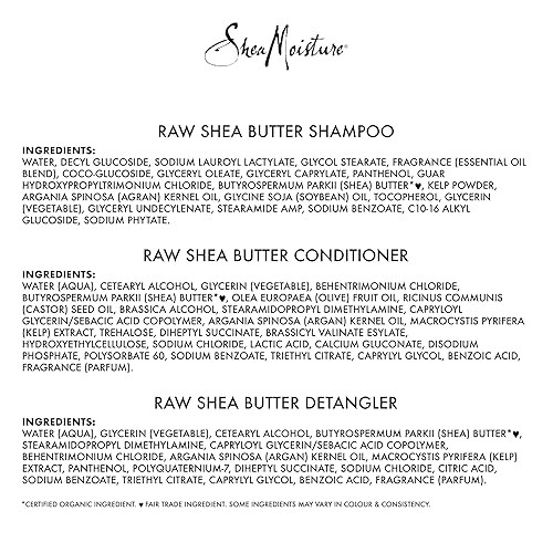 Miniatura 7 de SheaMoisture Cuidado del cabello hidratante profundo, 3 unidades de manteca de karité cruda para cabello rizado, seco y dañado, sin sulfato, champú