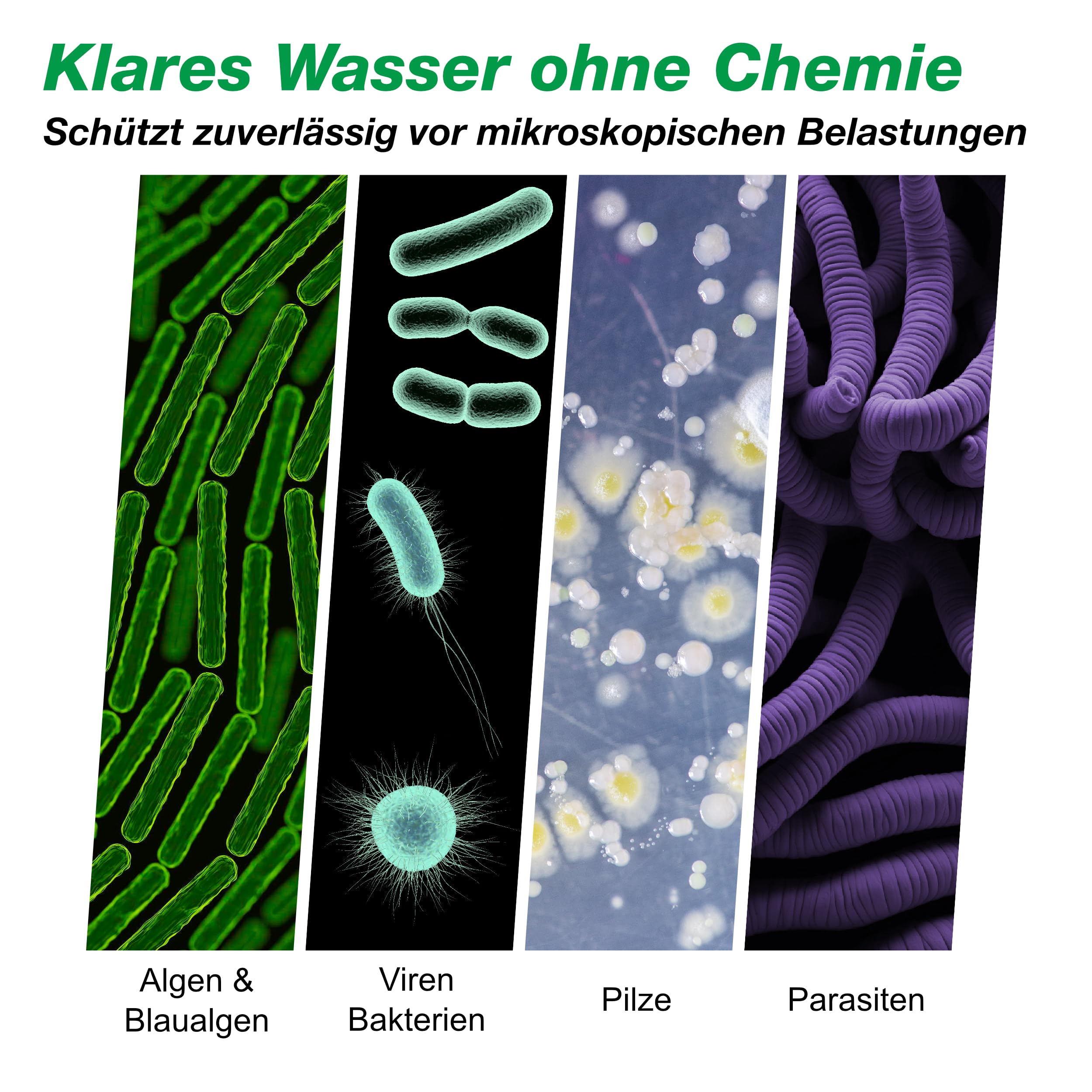 UVC Teichklärer | Desinfektion für klares Wasser im Teich | Wasserklärer ohne Chemie | UV-C Algenvernichter (7 Watt)