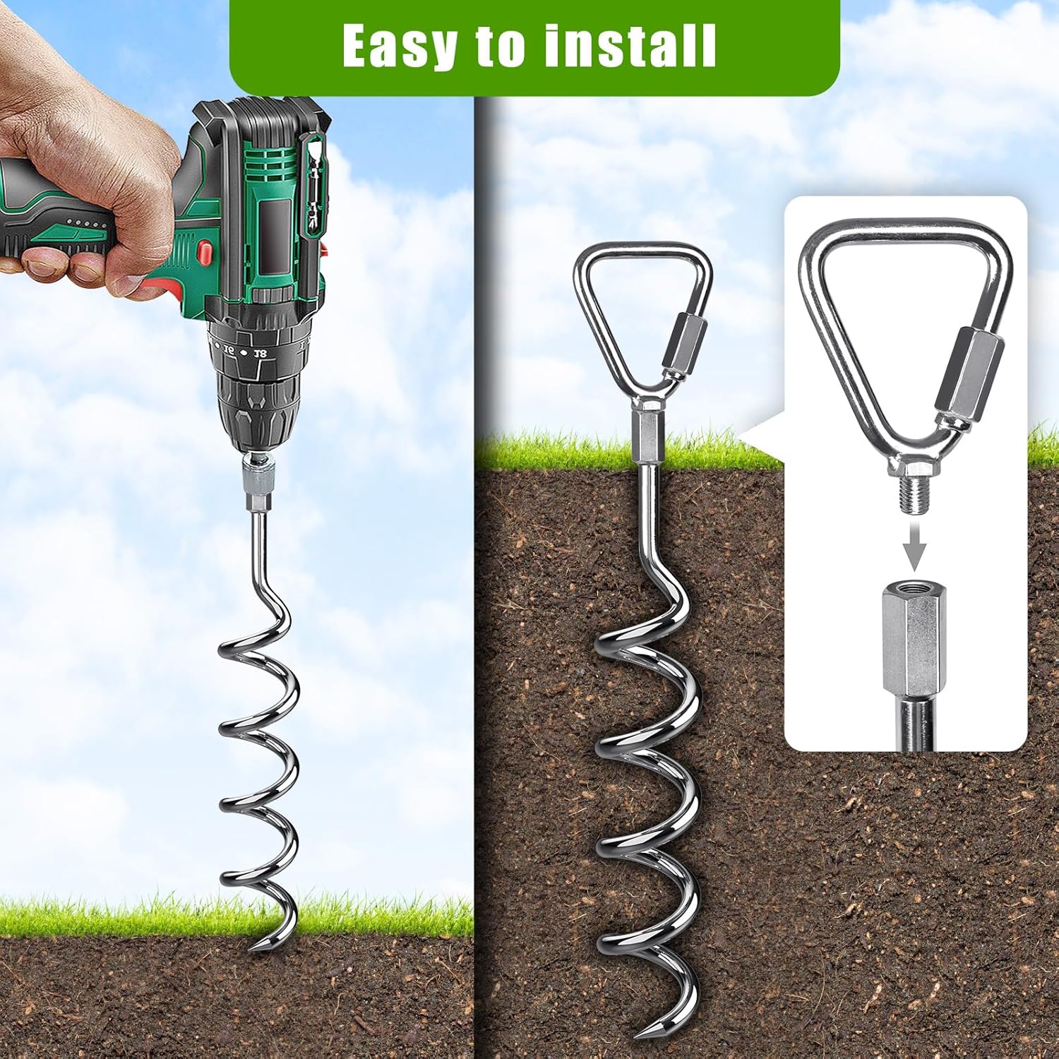 Fully Welded Ground Anchors, 17 Tent Stakes Heavy Duty, Portable Trampoline Stakes, Great for Swing Sets, Sheds, Carports, Canopy, Mobile Home Anchors, 4Pack Fully Welded Ground Anchors, 17 Tent Stakes Heavy Duty, Portable Trampoline Stakes, Great for Swing Sets, Sheds, Carports, Canopy, Mobile Home Anchors, 4Pack