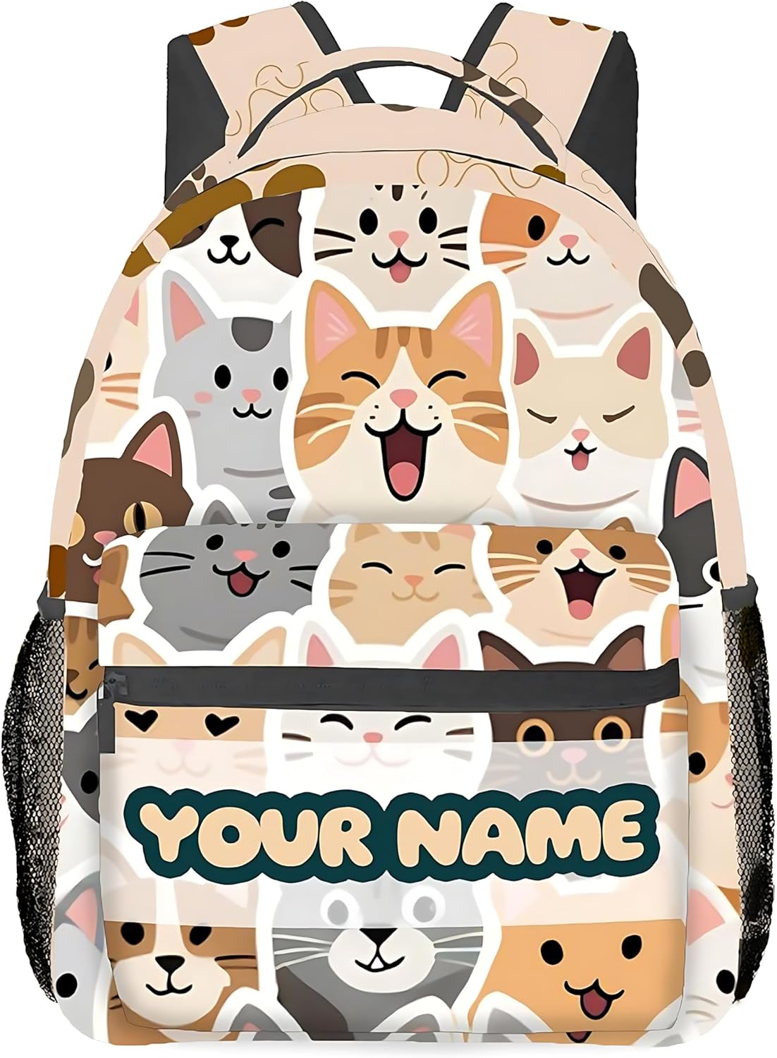 Custom School Backpack for Kids & Teens - Kawaii Cat Themed Lightweight Backpacks for High School, Work & Travel - 17 Inches Durable Bookbag with Large Capacity