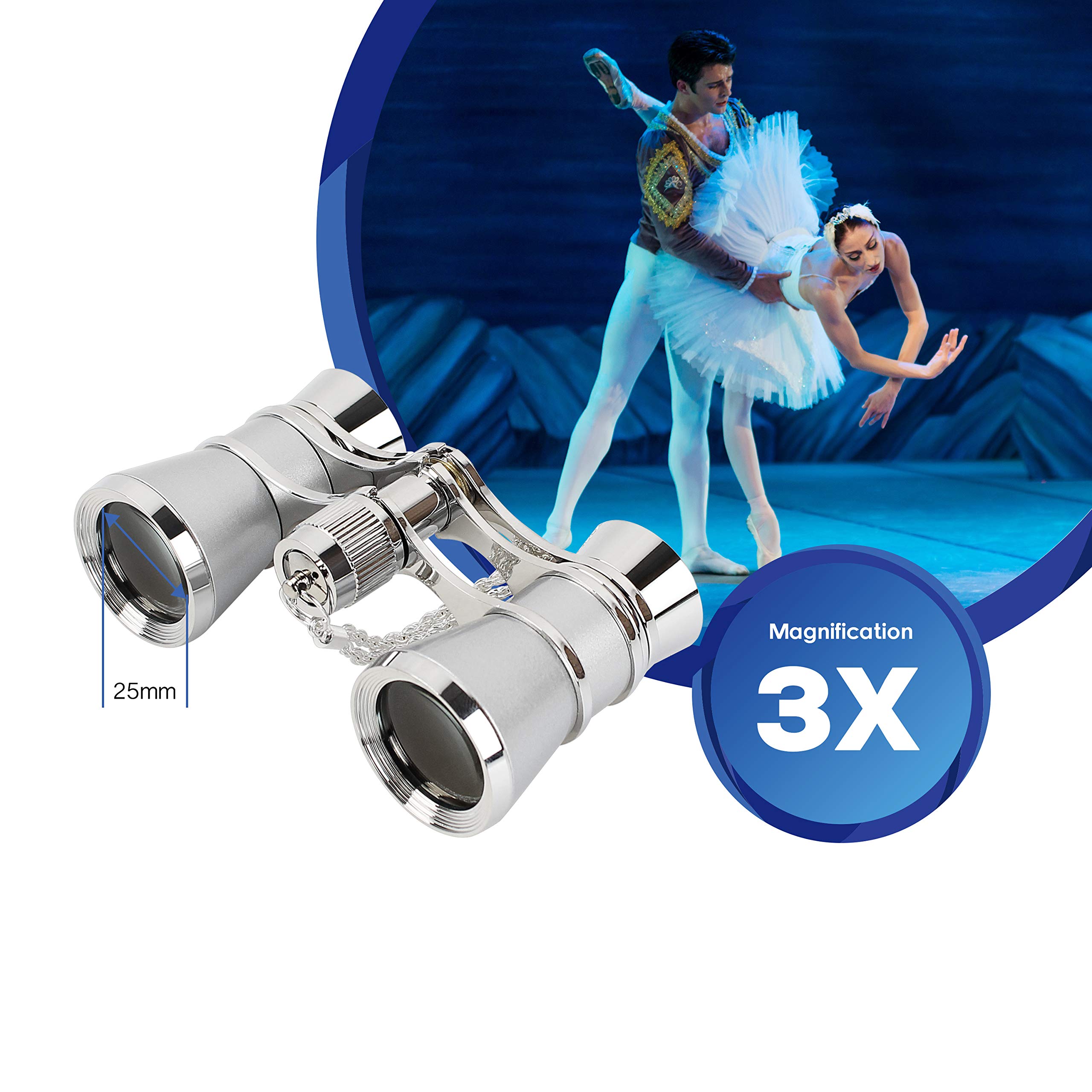 Fernglas mit 3-fach Vergrößerung für Theater, Oper, Pferderennen, AO3004, 3 x 25, von Aomekie