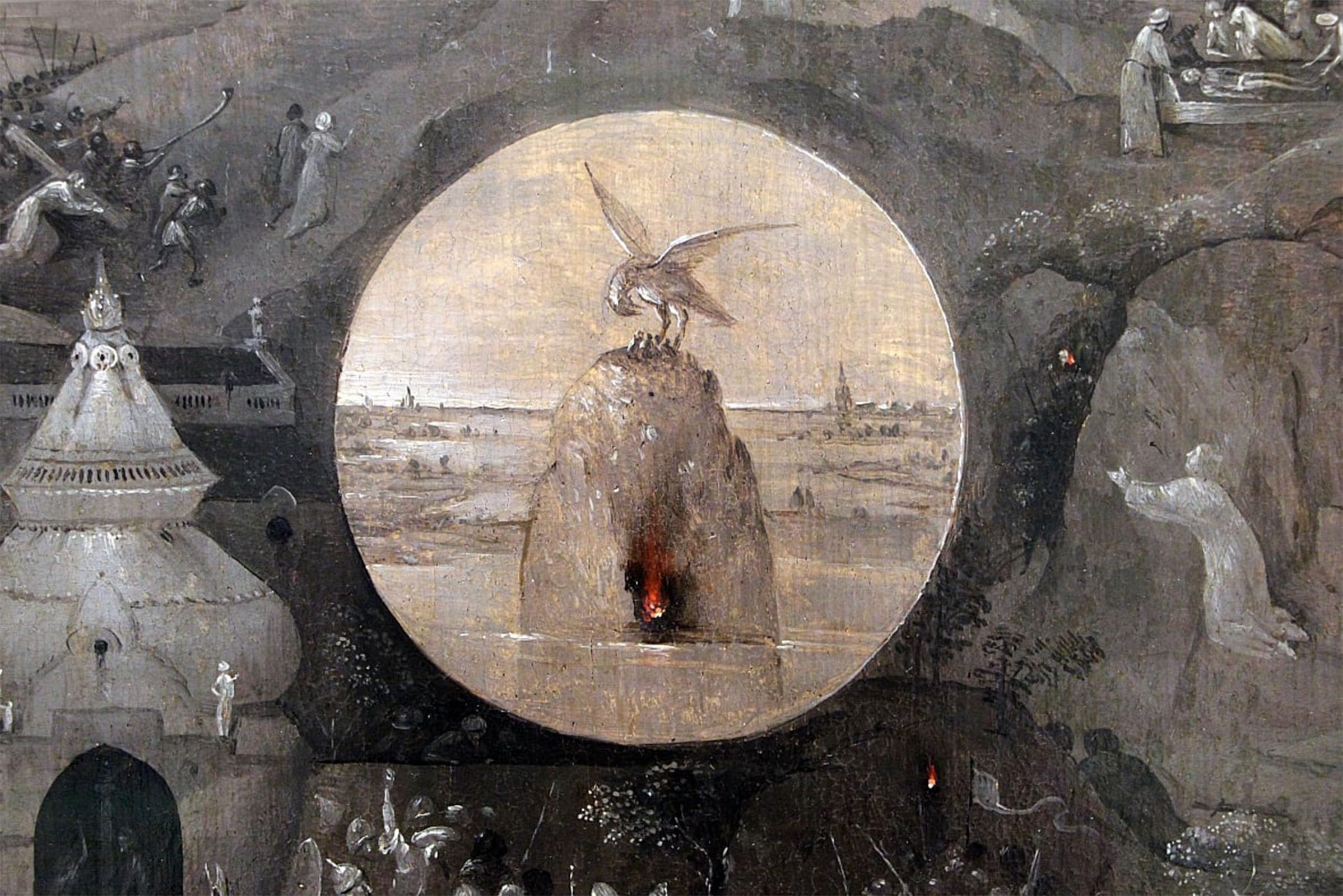 POSTERIIk Vintage Classic Picture Landscape Artwork the Temptation of Saint Anthony by Hieronymus Boske Portrait Canvas Painting for Office Home Decor 60x90cm
