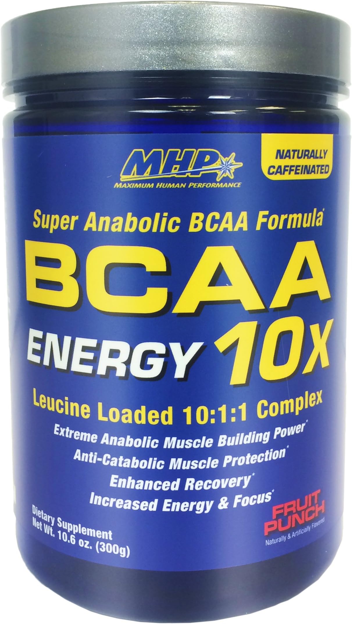 MHP BCAA 10x Energy Leucine Loaded 10:1:1 Complex, Fruit Punch, 10.6 Ounce