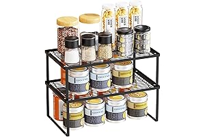 2-Tier Stackable Metal Storage Shelf Organizer