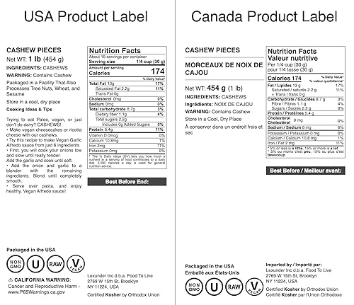 Miniatura 3 de Food to Live Piezas de anacardo, 1 libra - Kosher, crudo, vegano, apto para paleo, sin sal, sin tostar, a granel, rico en selenio, zinc, magnesio,