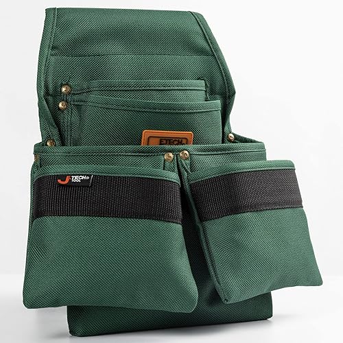 Vista 10 de Jetech Bolsa para cinturón de herramientas con 4 bolsillos, bolsa de utilidad resistente para electricistas, carpinteros, artesanos, jardinería