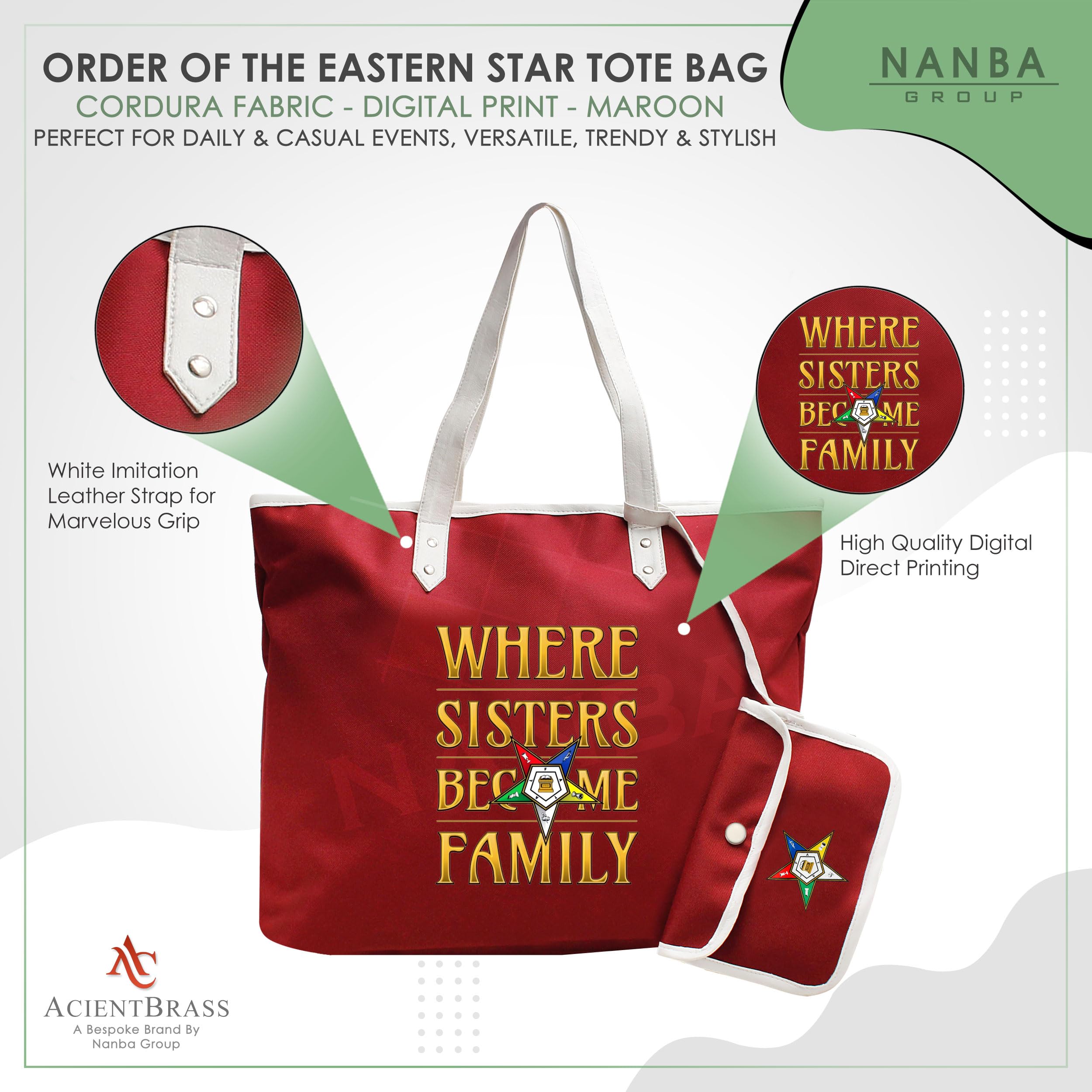 ACIENTBRASS Order of the Eastern Star OES Sisterhood Tote Bag