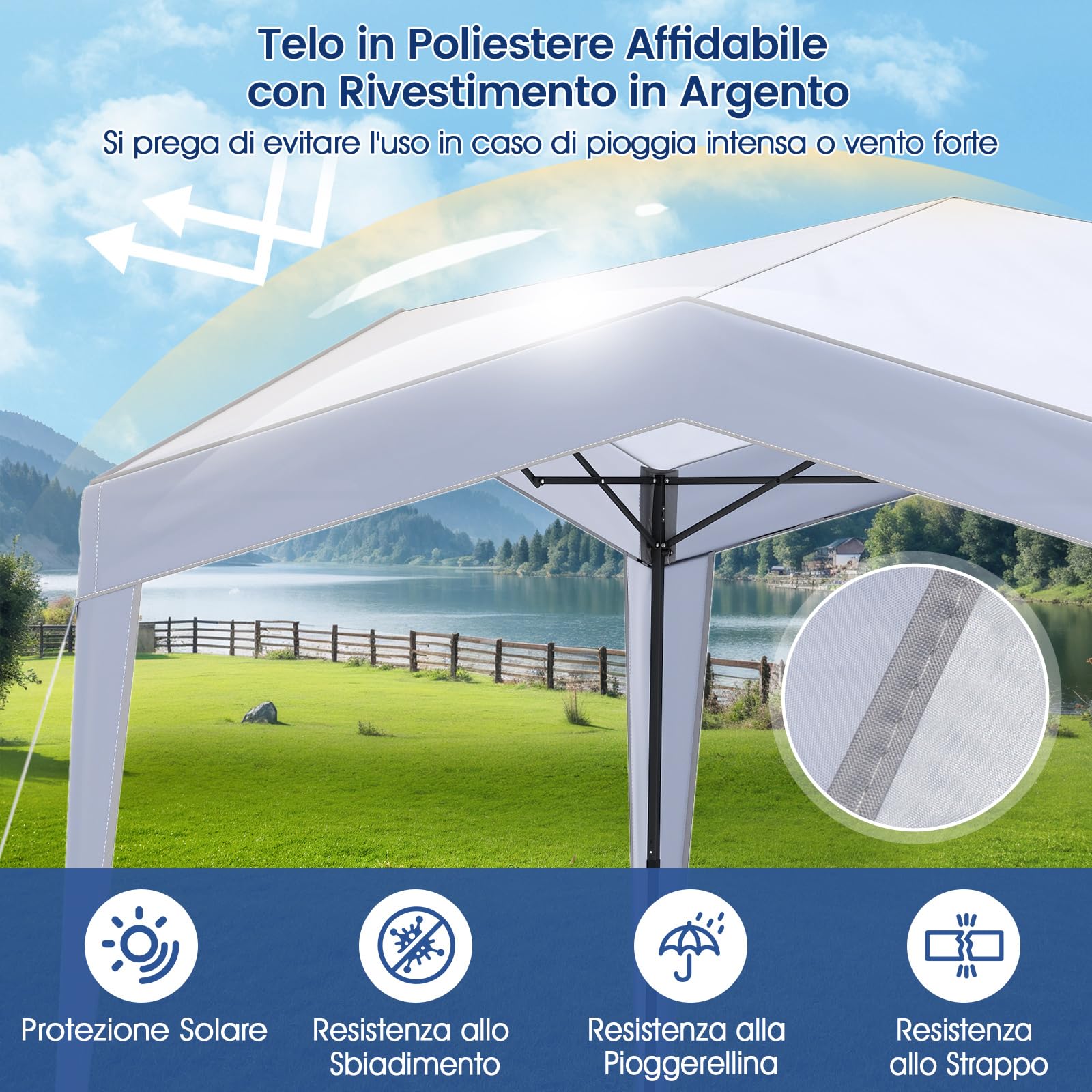COSTWAY Gazebo Pop-up 302 x 302 cm Impermeabile con Ruote