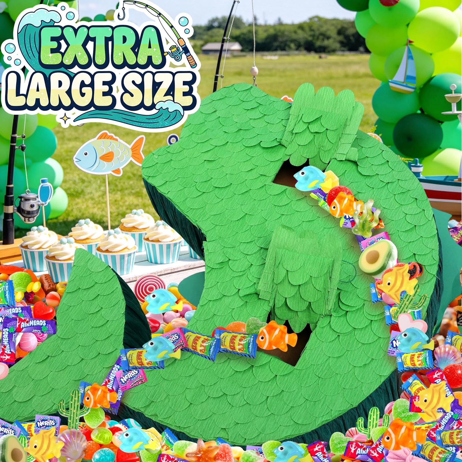 Piñata de pescado, piñata de juego de pesca, piñata bajo el mar, para niños y adultos, decoración de fiesta de verano, piscina, fiesta, suministros de juego