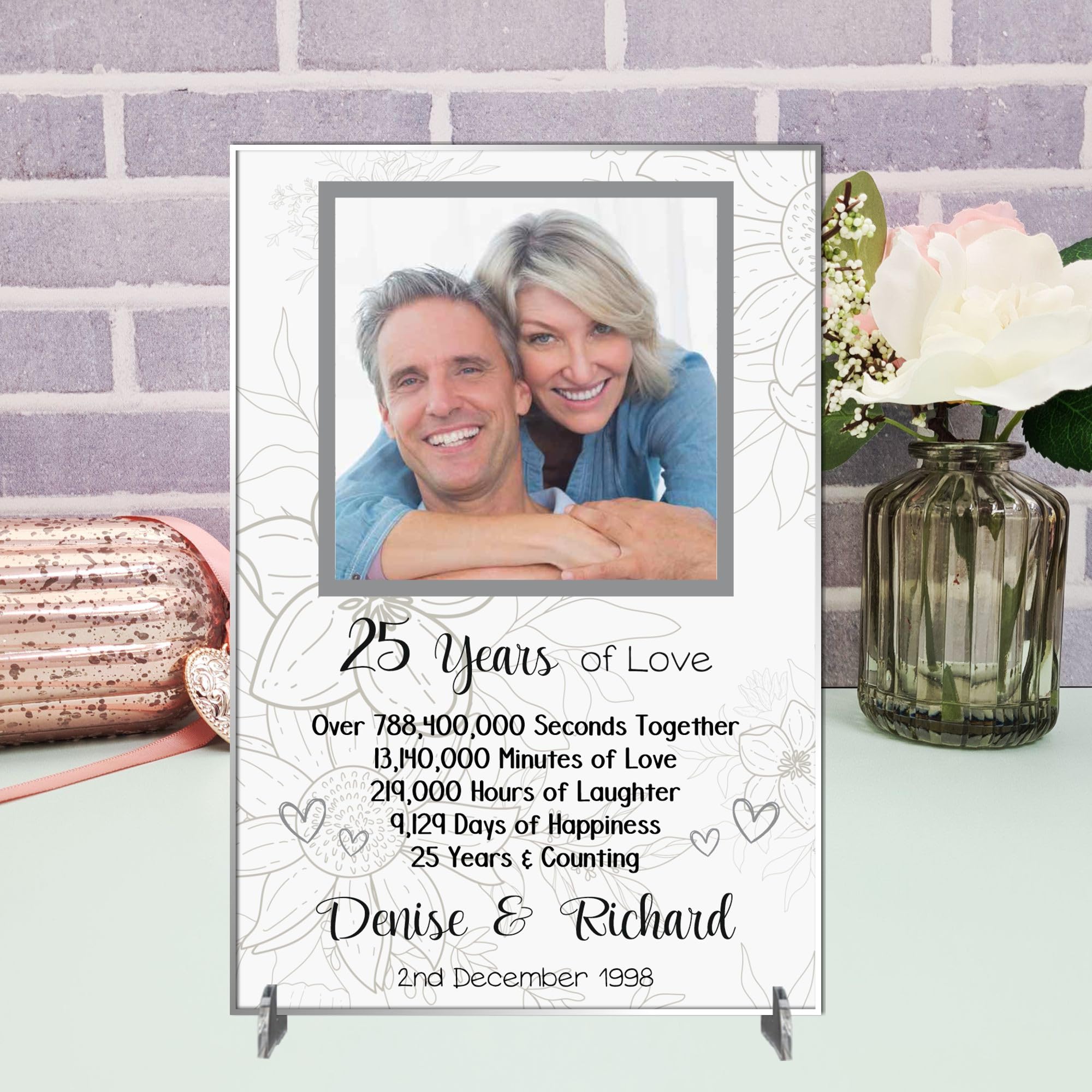 Personalised Anniversary Plaque - Custom A5/A4 MDF & Acrylic Sign - Milestone Anniversaries (1st, 25th, 30th, 35th, 40th, 45th, 50th, 55th, 60th (2. 25th Anniversary, Acrylic A5 21cm x 15cm)