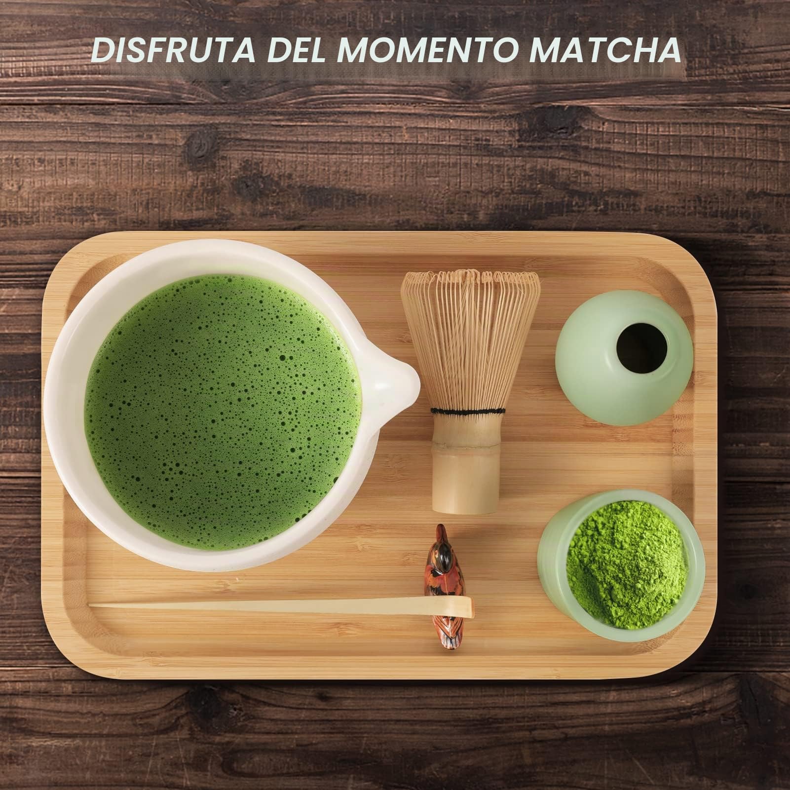 Artcome Juego de té matcha japonés, cuenco de matcha con boquilla de vertido, bandeja de té, batidor de matcha, soporte de batidor de cerámica, organizador de polvo de matcha, kit de ceremonia de