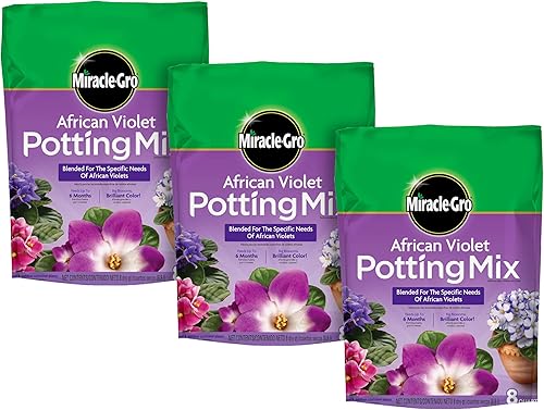 Miracle-GRO - Mezcla para macetas de violeta africana, fertilizante añadido que alimenta hasta 6 meses, tierra para jardinería en contenedores, 8